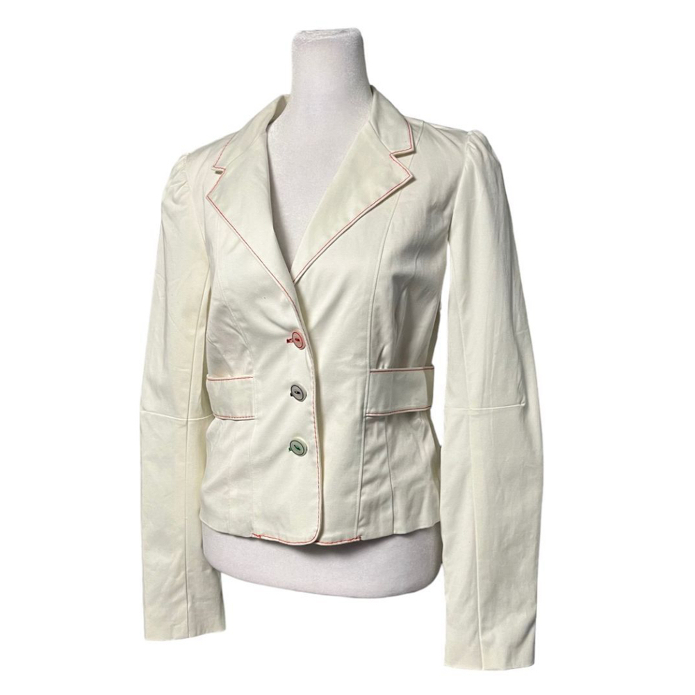 Luella x Target Off White Stretch Blazer 3 Button Notched Collar Small NWT